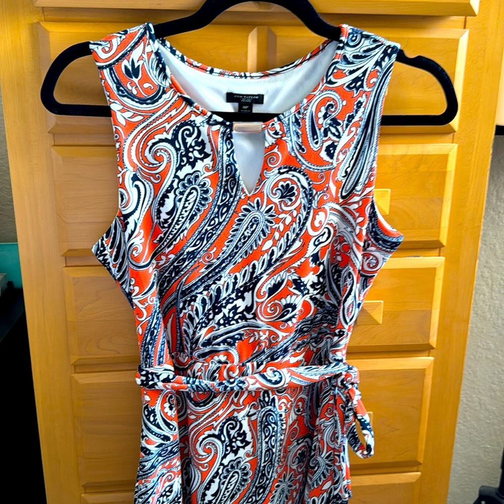NWOT Paisley sleeveless Dress w metal detail size 0P